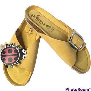 Yokono Mustard Yellow Big Buckle Slip On  Sandals size 40